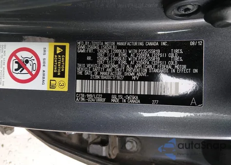 2013 Lexus Rx 350 F Sport z USA, uszkodzony, nr VIN 2T2BK1BA0DC171627